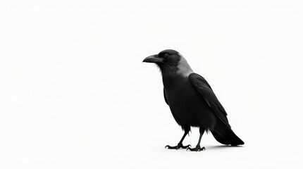 High-Resolution Stock Image of Crow Isolated on White Background - Perfect for Nature and Wildlife Projects