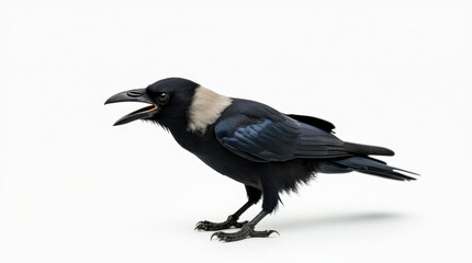 Obraz premium High-Resolution Stock Image of Crow Isolated on White Background - Perfect for Nature and Wildlife Projects