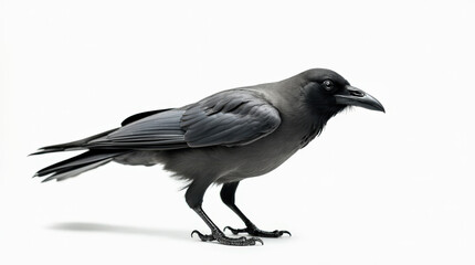 Obraz premium High-Resolution Stock Image of Crow Isolated on White Background - Perfect for Nature and Wildlife Projects