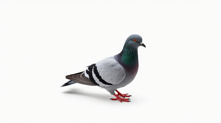 Fototapeta premium Isolated Pigeon Bird Stock Photo with Detailed Feather Texture on White Background