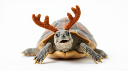 Adorable Sea Turtle with Reindeer Antlers - Perfect Christmas Holiday Image for Festive Decor and Marketing