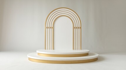 Fototapeta premium Modern Minimalist 3D Podium Render for Product Display, Luxury 3D Stage Podium with Reflections and Lighting Effects