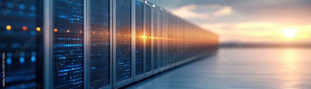 Poster powerful servers in modern data center, ensuring seamless connectivity and high performance computin