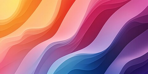 Obraz premium Abstract Colorful Gradient Waves Background featuring smooth, flowing layers of colorful waves. Gradients in hues of yellow, orange, pink, purple, and blue