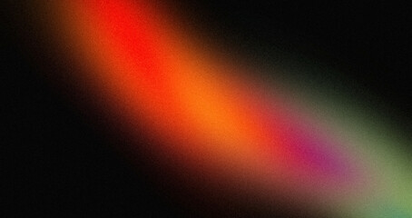 Dark multicolor grainy gradient background. Abstract dark magenta orange purple green blue color noisy gradient, wave shaped, color flow, vibrant texture, noise texture, backdrop design, copy space