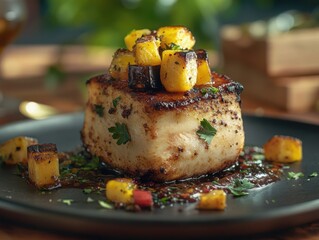 Gourmet Grilled Halibut with Pineapple Salsa, A Delicious and Easy Recipe for a Special Dinner This recipe features juicy, flavorful halibut with a sweet and spicy pineapple salsa that is sure to