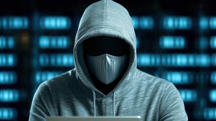 Person in hoodie engrossed in laptop, a glimpse into modern digital life, remote work and online learning