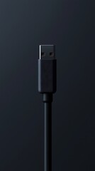 Close-up of a black USB cable connector against a dark background, showcasing its sleek design and functionality.