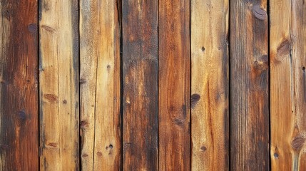 Fototapeta premium Brown wood old planks create a textured wall that adds character and warmth to any space. This image of brown wood old planks provides ample copy space for design needs.