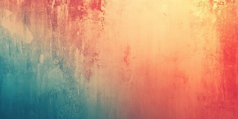 Fototapeta premium Red and Teal Gradient Wall Texture with Faded Grunge Surface
