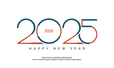 Happy New Year covers 2025. Modern and simple number design with elegant thin lines. Premium vector background for the new year 2025