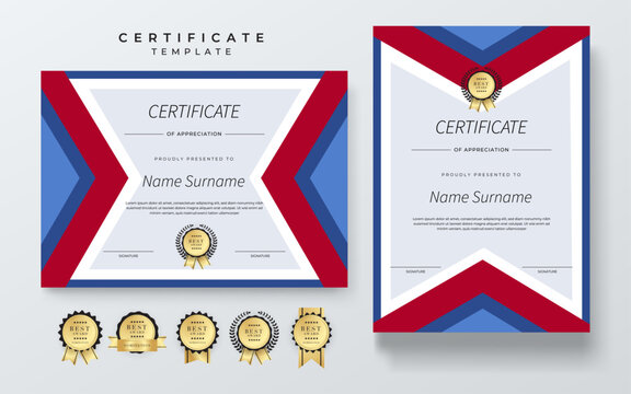 Colorful Geometric Shape Certificate Template With Modern Geometric Design. Simple certificate template geometric shapes with a Colorful Geometric Shape and modern design. Perfect for professional or