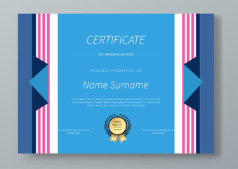 Modern Certificate Template with Colorful Geometric Shape Abstract Design Illustration