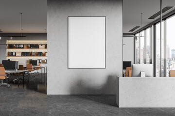 Blank Poster Mockup in Modern Office. 3D Rendering