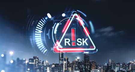 Risk Management Concept Over Cityscape.