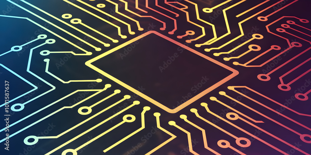 Aufkleber abstract circuit board design with vibrant colors and patterns