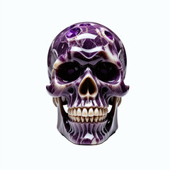 Obraz premium Skull made of amethyst. Isolated on white background. Front view, Digital illustration.