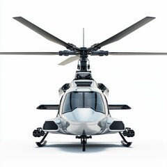 Fototapeta premium Silver futuristic helicopter with black rotors.