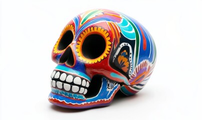Mexican skull tradition isolated on white background