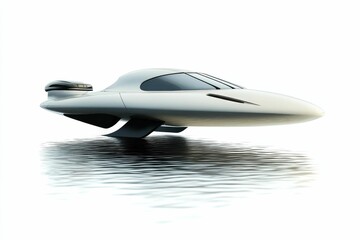 White futuristic boat on water.