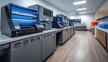 Modern Pharmaceutical Lab with Automated Equipment Streamlined Workflow and Increased Efficiency for Drug Discovery and Development