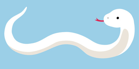 白蛇のベクターイラスト。干支、十二支、へび、年賀	