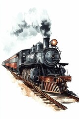 Fototapeta premium A vintage steam locomotive with smoke trails.