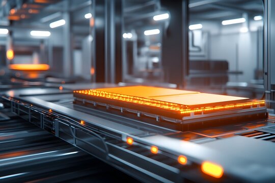 Detailed Exploded Diagram of State of the Art Battery Cell Construction with Meticulously Stacked Electrode Sheets in Dramatic Lighting