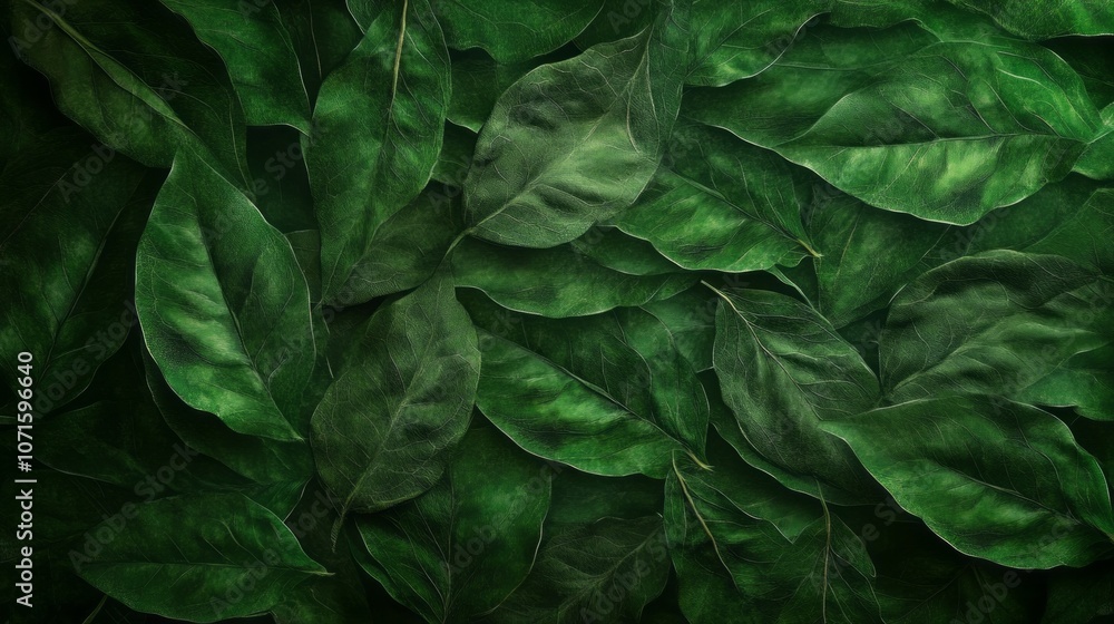Poster a close up of green leaves with a mood of calmness and serenity