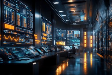 Futuristic Crypto Trading Command Center with Real Time Data Visualizations and Price Tickers