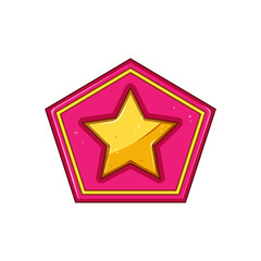 honor star badge cartoon. symbol achievement, pin medal, distinction accolade honor star badge sign. isolated symbol vector illustration