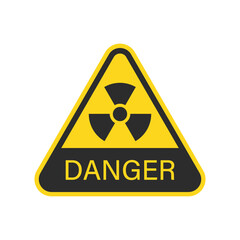 Radioactive material warning icon in flat style. Radiation danger vector illustration on isolated background. Caution sign business concept.