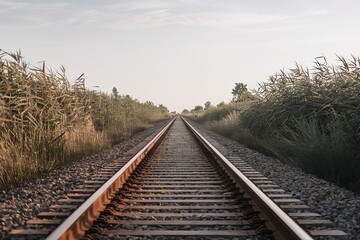 Fototapeta premium A stunning photograph of train tracks extending into the distance
