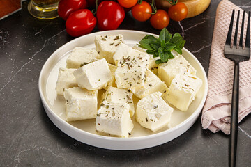 Greek traditional Feta cheese cubes