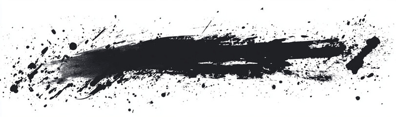 Black ink brush stroke paint creates dynamic and expressive design on white background, showcasing artistic flair and creativity. This bold stroke adds depth and character to any project