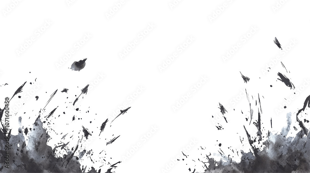 Poster dynamic silver splashes create striking visual impact against transparent background