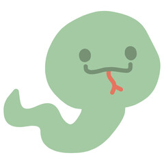 シンプルにデフォルメした緑色のヘビのイラスト