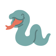 シンプルにデフォルメした緑色のヘビのイラスト