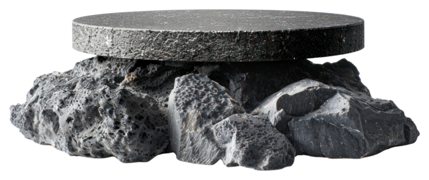 PNG Volcano stone circle podium black rock minimalist.