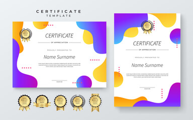 Colorful Certificate Template With Modern Geometric Design. Elegant certificate template geometric shapes with a colorful and modern design. Perfect for professional or educational recognition needs