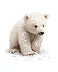 Fototapeta premium Polar bear cub playing in the snow