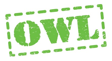 OWL text written on green stamp sign.
