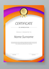 Colorful Certificate of Appreciation With Modern Design