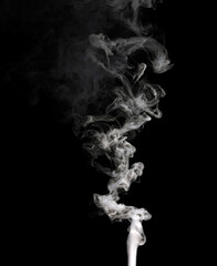 smoke and abstract isolated on a black background. The concept of texture or hot, fog effect, and cloud is used for designing air pollution, element smog