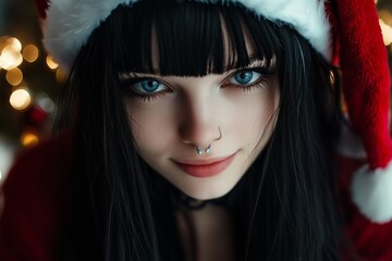 Goth Santa with Piercings