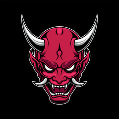 Japanese oni mask illustration vector