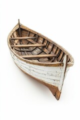 Fototapeta premium Empty wooden boat on white background.