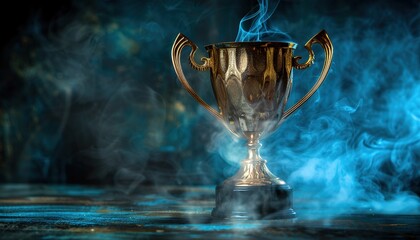 Trophy Cup With Smoke on a Dark background 