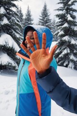 person in winter forest