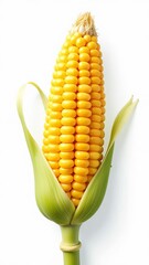 Obraz premium A yellow corn stalk with a green leaf at the top